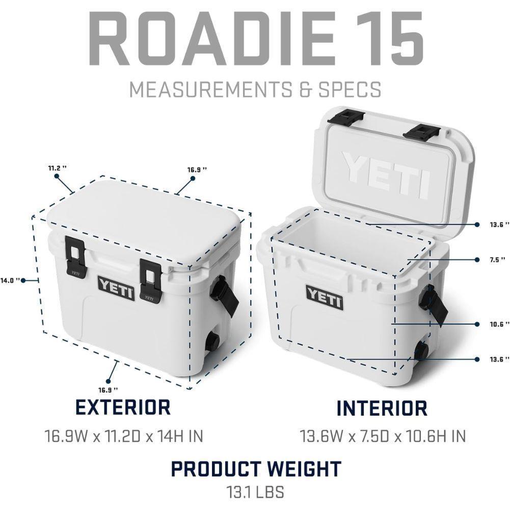 Yeti Roadie 15 Cool Box (Olive/King Crab Orange) measurements