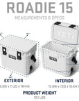 Yeti Roadie 15 Cool Box (Olive/King Crab Orange) measurements