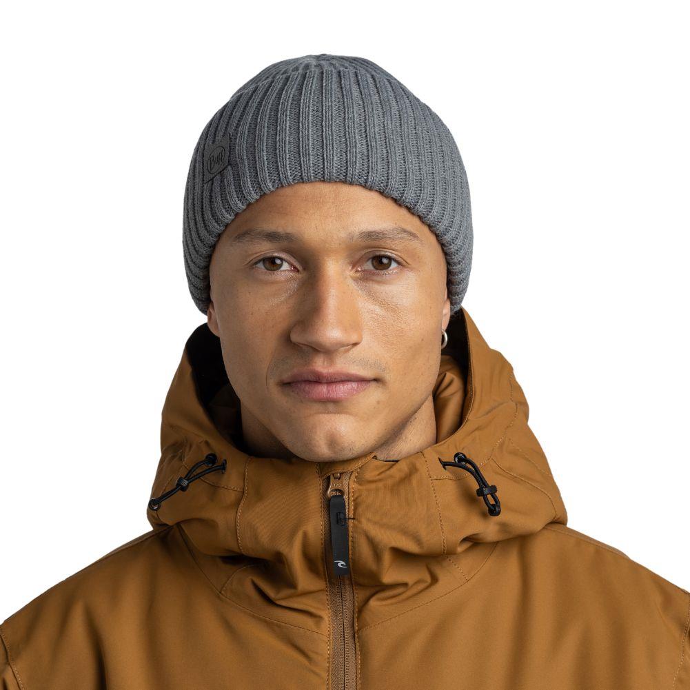 Buff Knitted Beanie (Rutger Iron Grey) Front Side