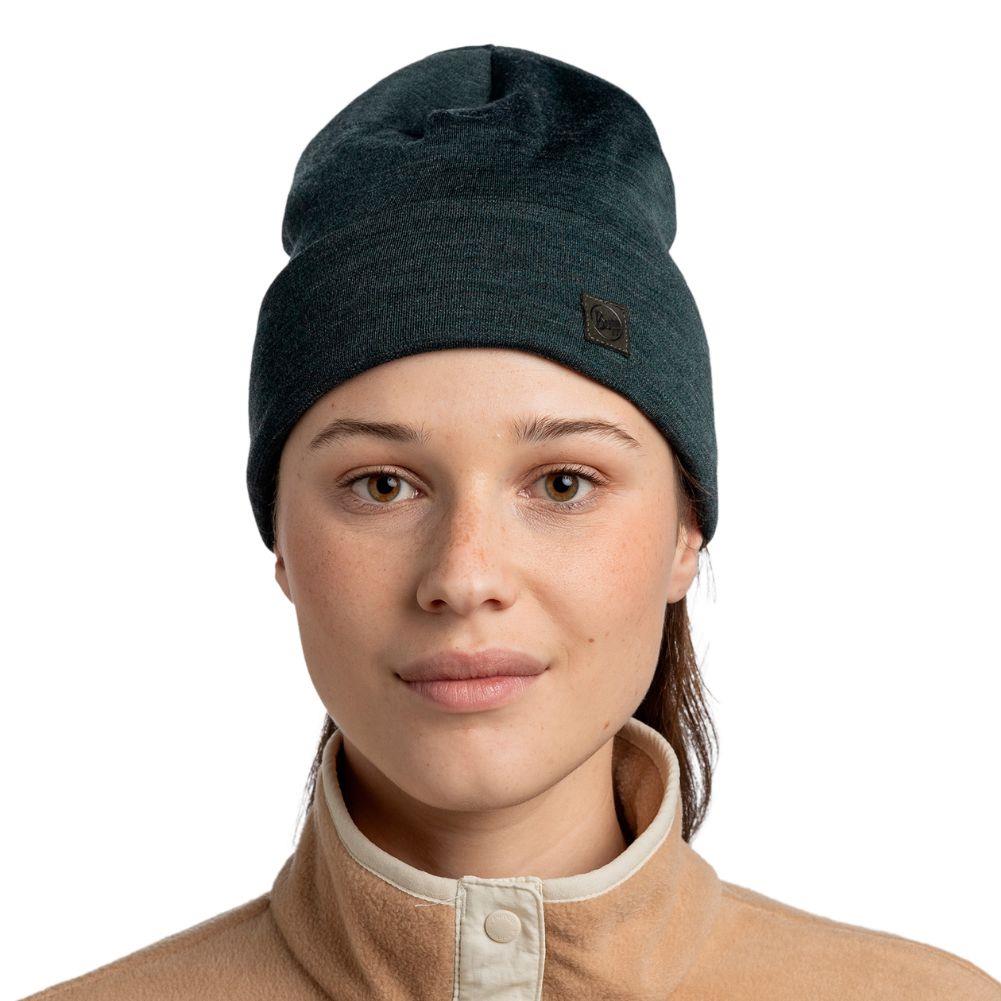 Buff Merino Heavyweight Beanie (Solid Forest) Close