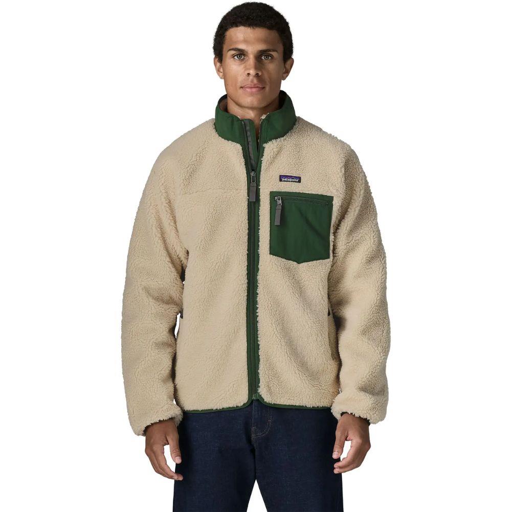 Patagonia Men's Classic Retro-X Fleece Jacket (Dark Natural w/Treeline Green) front