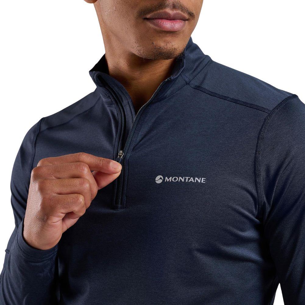 Montane Men's Dart XT Thermal Zip Neck Long Sleeved Top (Eclipse Blue) Close