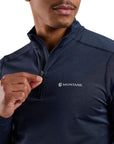 Montane Men's Dart XT Thermal Zip Neck Long Sleeved Top (Eclipse Blue) Close