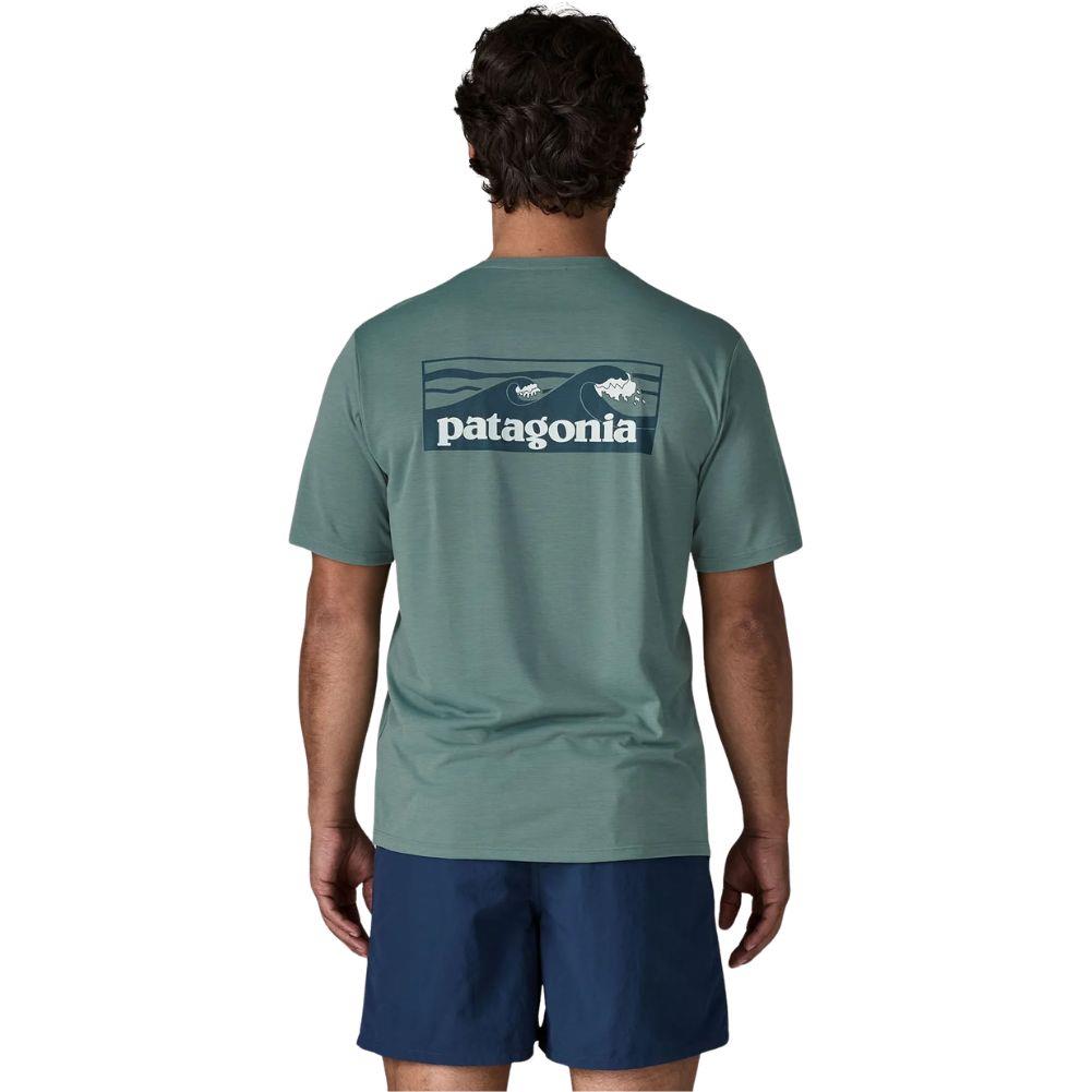 Patagonia Men's Capilene Cool Daily Shirt - Boardshort Logo (Blue Sage - Light Blue Sage X-Dye) back