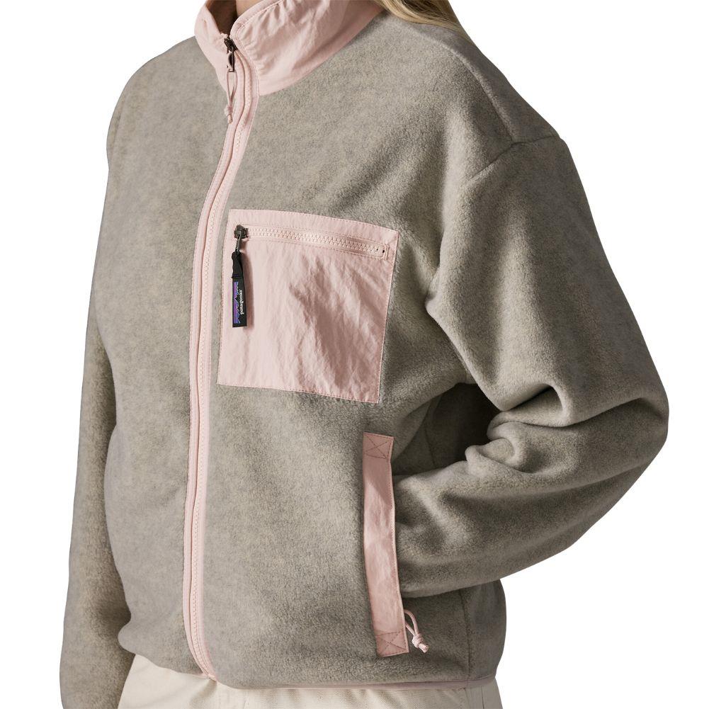 Patagonia Women's Synchilla Fleece Jacket (Oatmeal Heather w/Pink Frost) pocket