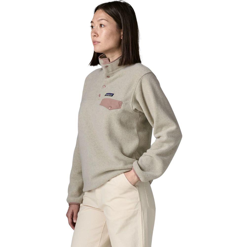 Patagonia Women's Lightweight Synchilla Snap-T Fleece Pullover (Oatmeal Heather w/Moonrise Taupe) angle