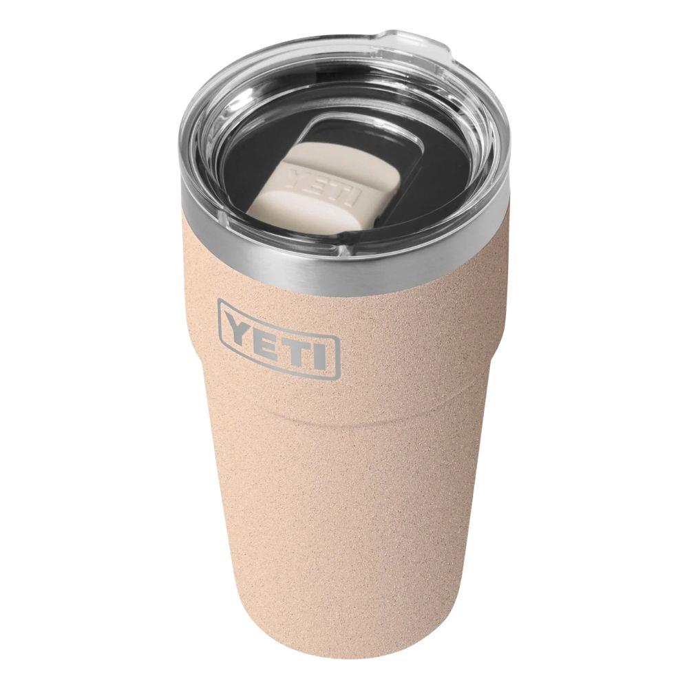 Yeti Rambler 20 oz (591 ml) Stackable Cup With MagSlider Lid (Tahini) - Front Back