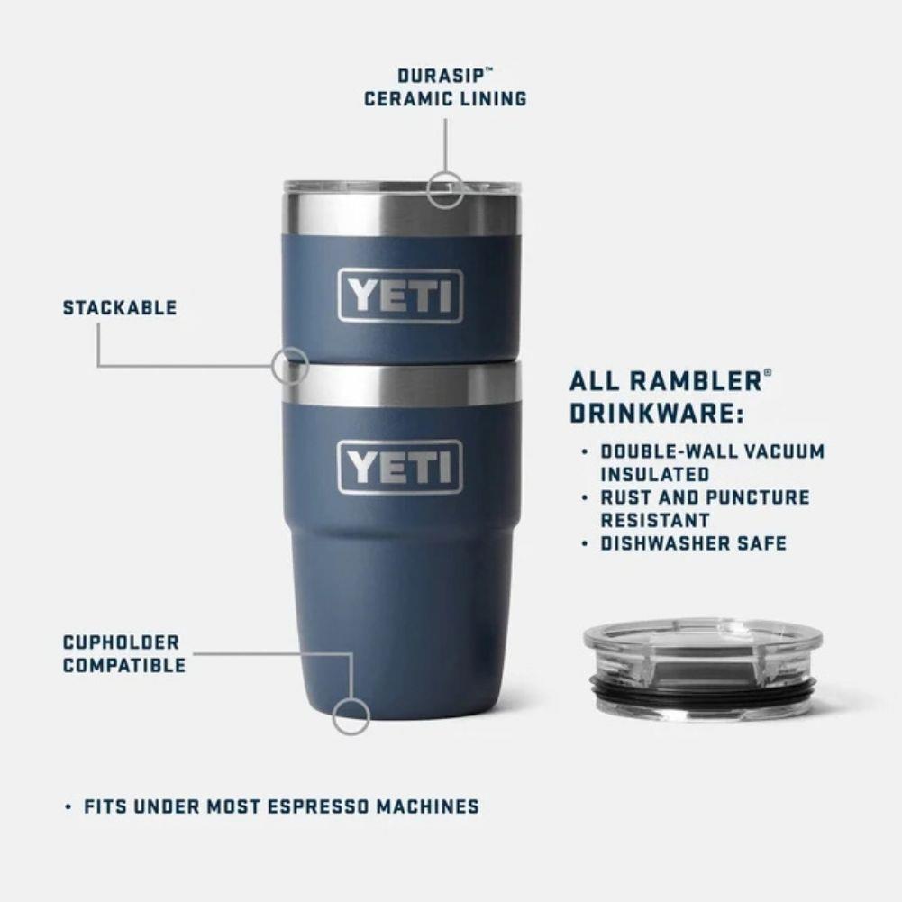 Yeti Rambler 8 oz (236 ml) Stackable Cup With DuraSip Ceramic Lining (Riverhead Green) Features