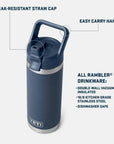 Yeti Rambler 18 oz (532 ml) Bottle With Colour-Matched Straw Cap (Riverhead Red)