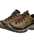 Keen Men's Targhee IV Waterproof Wide Hiking Shoe (Sea Turtle/Roasted Pecan) pair