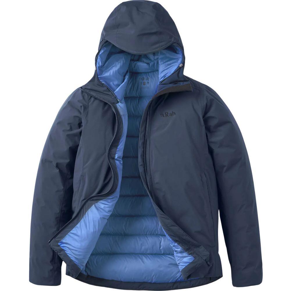 Rab Women's Valiance Waterproof Down Jacket (Galaxy Blue) open