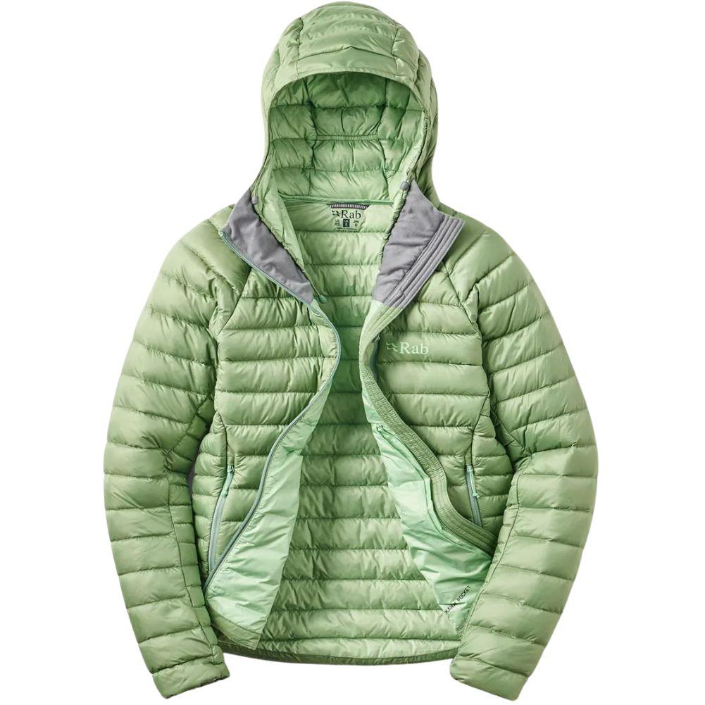 Rab Women's Microlight Alpine Down Hoody (Dark Fig Green) open