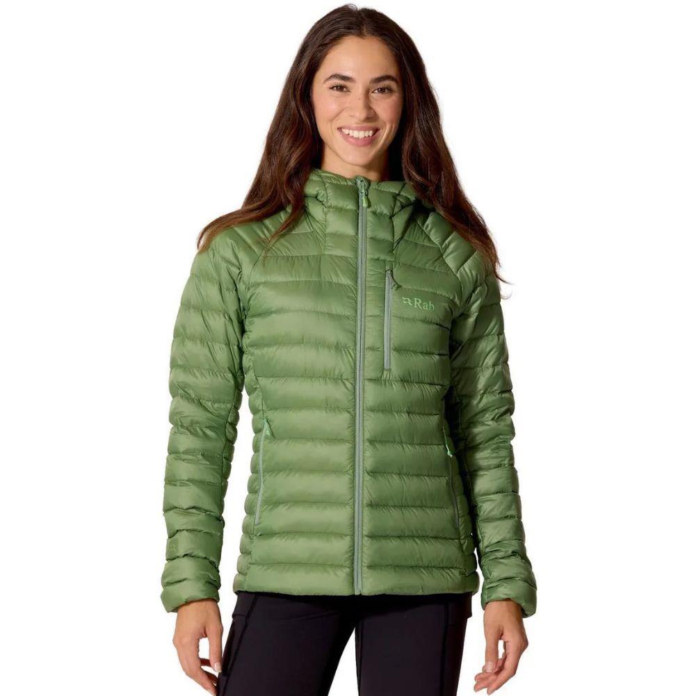 Rab Women's Microlight Alpine Down Hoody (Dark Fig Green) pose