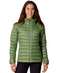 Rab Women's Microlight Alpine Down Hoody (Dark Fig Green) pose