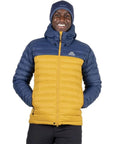 Mountain Equipment Men's Superflux Hooded Jacket (Mustard/Dusk) pose