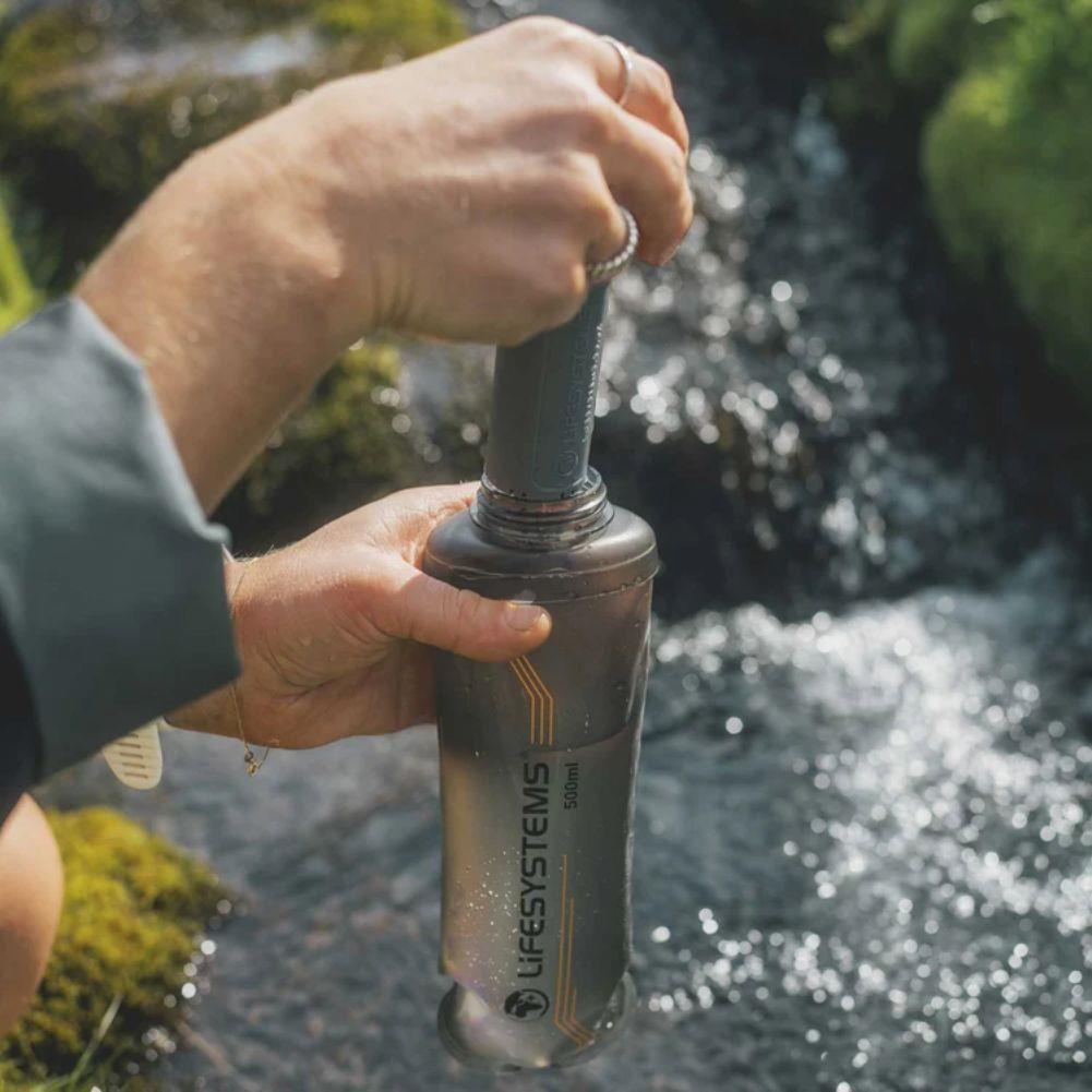 Lifesystems Water Filter Purifier 500ml Soft Flask dip
