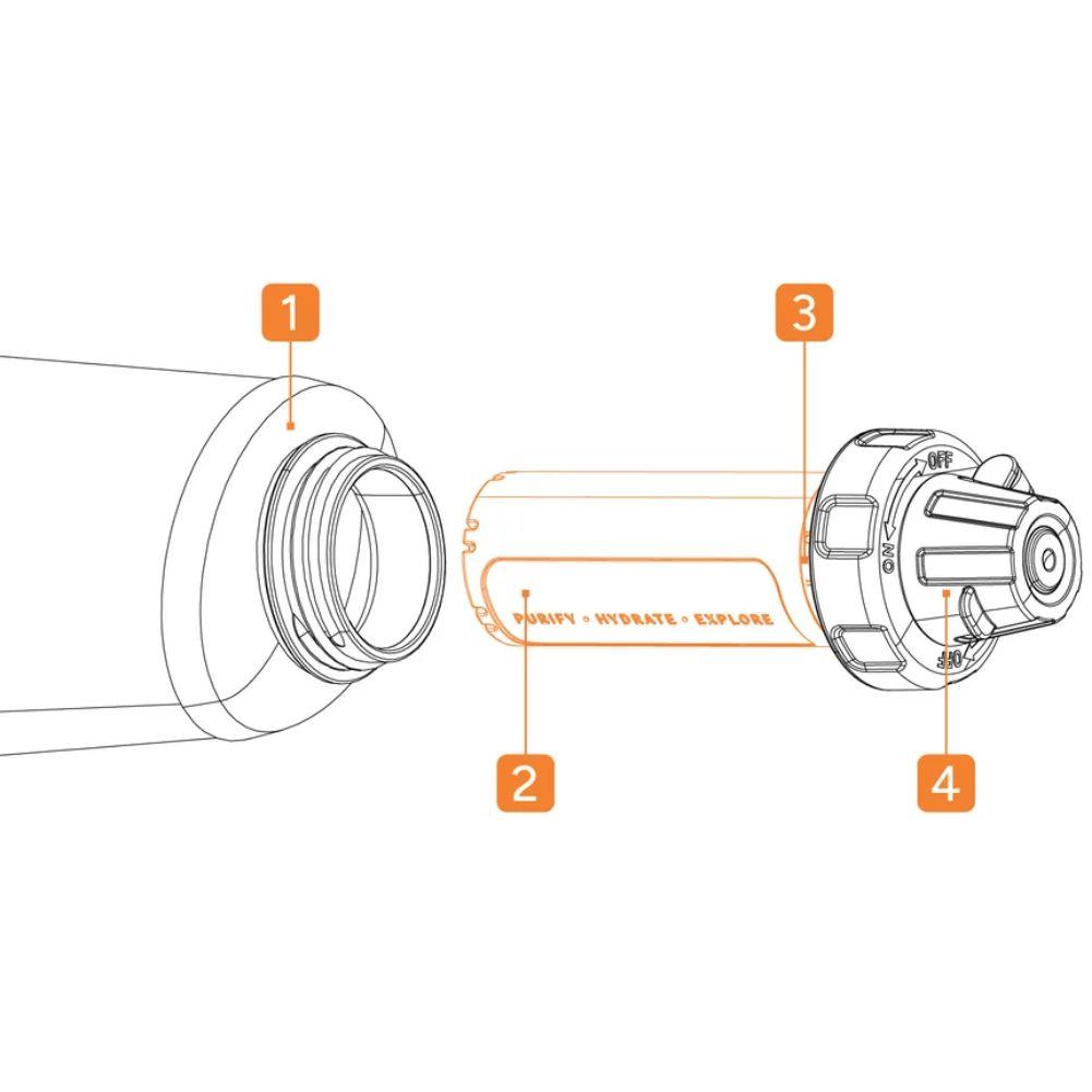 Lifesystems Water Filter Purifier 1L Soft Flask filter diagram
